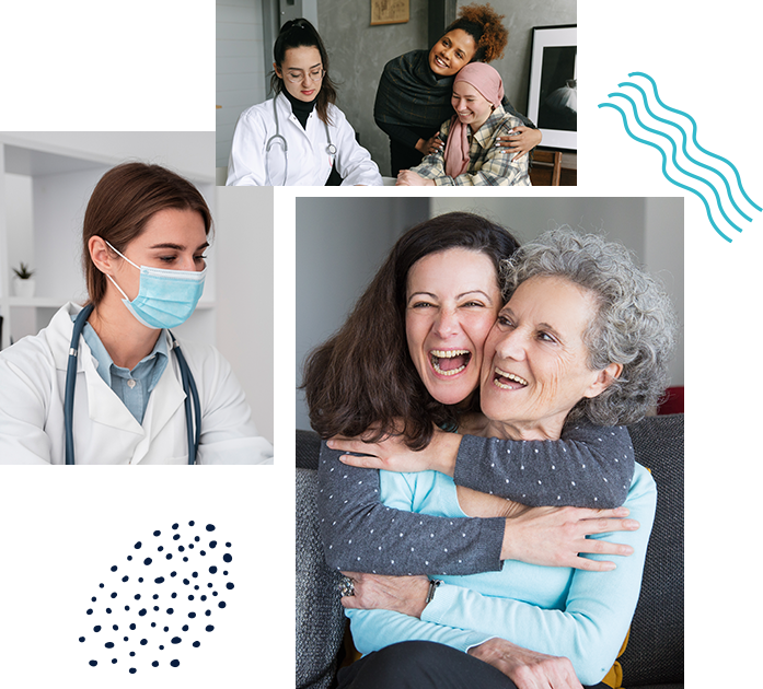 Collage of doctors and patients