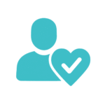 User icon with heart check